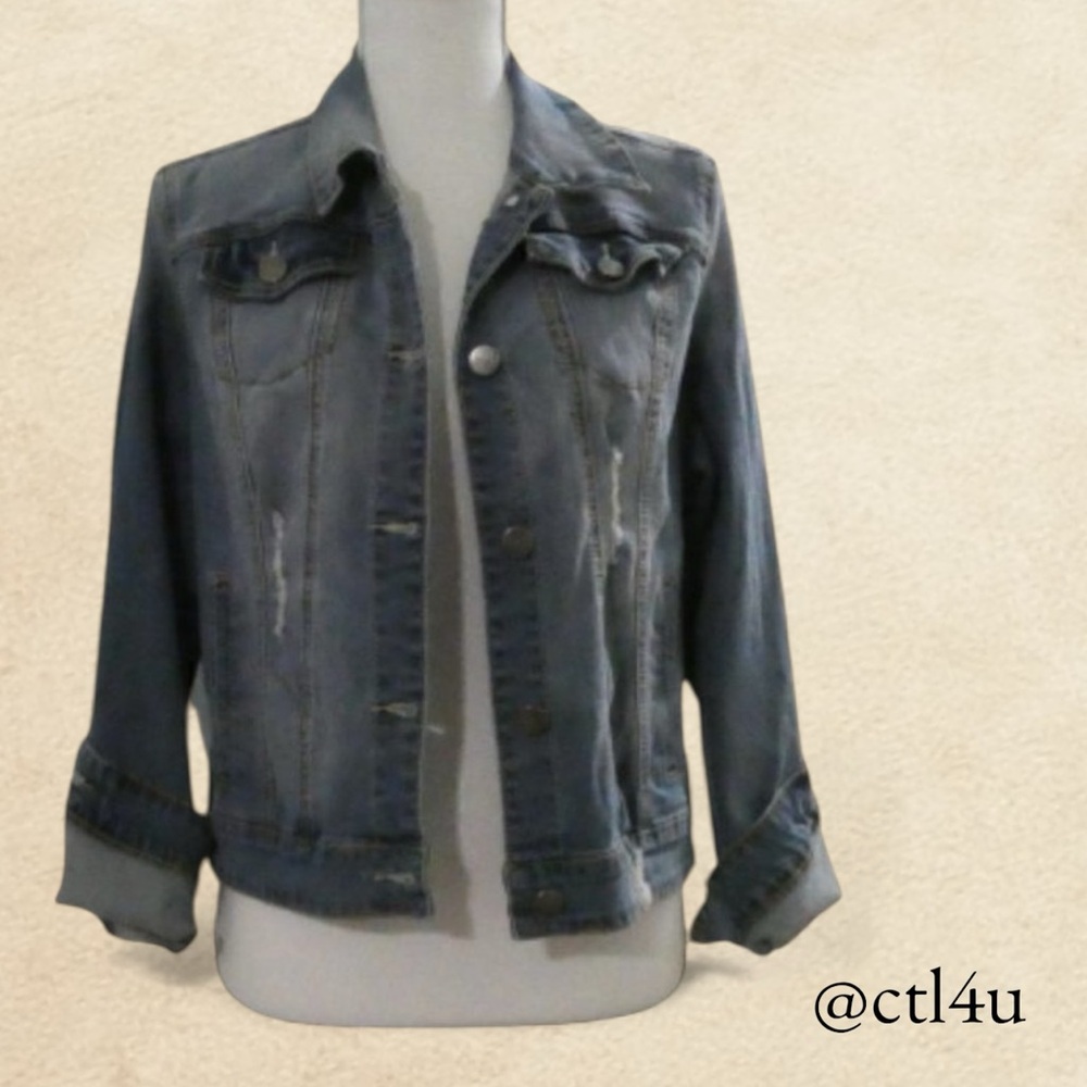 Project Indigo Flex Distressed Blue Jean Jacket
